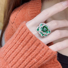 Load image into Gallery viewer, Splendid Heart Stone Centered Layered Bloom Flower Cocktail Rings for Women
