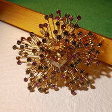 Load image into Gallery viewer, Stunning Burst Stylish Heart Champagne Stone Art Deco Atomic Brooch Pin
