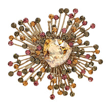 Load image into Gallery viewer, Stunning Burst Stylish Heart Champagne Stone Art Deco Atomic Brooch Pin
