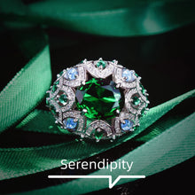 Load image into Gallery viewer, Stunning Petals Cluster Green Oval Adjustable Rings Cocktail Accessory
