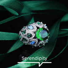 Load image into Gallery viewer, Stunning Petals Cluster Green Oval Adjustable Rings Cocktail Accessory
