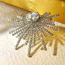 Load image into Gallery viewer, Stunning Splendid Silver Tone Cubic Zircon Sunburst Brooch Pin Daily Wear Jewelry
