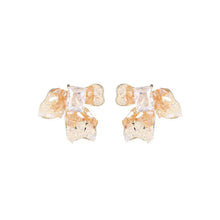 Load image into Gallery viewer, Sweet Fashion Orange Green Trio Petal Crystal Flower Stud Earrings Summer Jewelry
