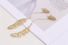 Load image into Gallery viewer, Boho Long GoldLink Chain Feather Drop Earrings Double Wear Way Jewelry
