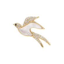 Load image into Gallery viewer, Jewelblings Vivid Micro Pave CZ and Mother of Pearl Flying Swallow Safety Pin Stab Needle Pin for Unisex Accessory
