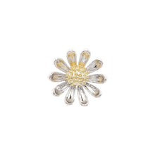 Load image into Gallery viewer, Vivid Silver Metallic Petal Golden Pistil Mini Daisy Flower Collar Pin
