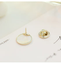 Load image into Gallery viewer, Jewelblings Delicate Hollow Out Golden Metallica Outline Rose Deco Round Shaped Shell Pearl Pin Small Safety Lapel Collar Pin Jewelry
