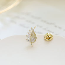 Load image into Gallery viewer, Jewelblings Stunning Gold Tone Micro Pave and Marquise Shaped CZ Leaf Pin Collar Lapel Small Leaf Jewelry
