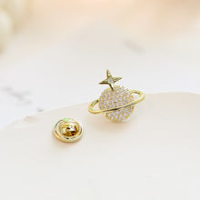 Load image into Gallery viewer, Jewelblings Delicate CZ Golden Star Planet Pin Collar Lapel V Neck Pin Accessory
