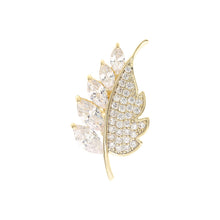 Load image into Gallery viewer, Jewelblings Stunning Gold Tone Micro Pave and Marquise Shaped CZ Leaf Pin Collar Lapel Small Leaf Jewelry
