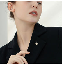 Load image into Gallery viewer, Jewelblings Delicate Hollow Out Golden Metallica Outline Rose Deco Round Shaped Shell Pearl Pin Small Safety Lapel Collar Pin Jewelry
