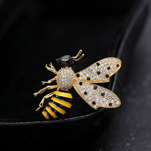 Load image into Gallery viewer, Jewelblings Cute Micro Pave and Enamel Black Yellow Profile Honey Bee Pin for Unisex Insect Jewelry
