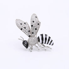 Load image into Gallery viewer, Jewelblings Cute Micro Pave and Enamel Black Yellow Profile Honey Bee Pin for Unisex Insect Jewelry
