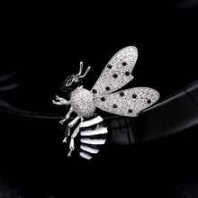 Load image into Gallery viewer, Jewelblings Cute Micro Pave and Enamel Black Yellow Profile Honey Bee Pin for Unisex Insect Jewelry
