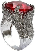 Load image into Gallery viewer, Jewelblings  Volcanic Flame Inspiration Wide Split Shank Band Large Red Square Stone Solitaire Rings Luxury Finger Deco Cocktail Jewelry
