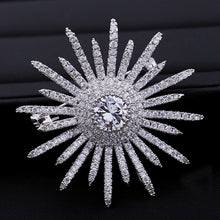 Load image into Gallery viewer, Jewelblings Glitter Micro Pave Clear CZ Multi Irregular Points Round Shaped Atomic Burst Star Brooches Spiky Pins for Women V Neck Collar Bag
