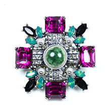 Load image into Gallery viewer, Jewelblings Antique Green and Pink Crystal Art Deco Super Star Brooch Marquise Square Stone Maltese Cross Broach Pins Women Dressy Accessory
