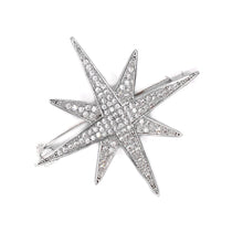 Load image into Gallery viewer, Jewelblings Shiny Full  CZ Double Layer 8 Point Small Burst Star Brooch Pins
