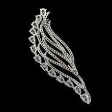 Load image into Gallery viewer, Jewelblings Delicate Pear Shaped Stone Hemmed Clear White Fern Leaf Brooches Pins Formal Suit Jewelry for Mother&#39;s Day Birthday Anniversary
