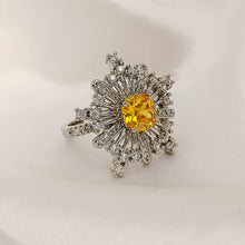 Load image into Gallery viewer, Jewelblings Exquisite Silver Tone Burst Yellow Square CZ Open Rings for Women Cocktail Formal Affairs Holiday Special Occasions Accessory
