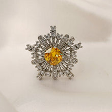 Load image into Gallery viewer, Jewelblings Exquisite Silver Tone Burst Yellow Square CZ Open Rings for Women Cocktail Formal Affairs Holiday Special Occasions Accessory
