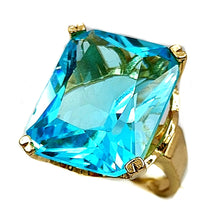 Load image into Gallery viewer, Jewelblings Fantastic Goldtone Wide Band 4-Prong Oversize Blue Square Stone Solitaire Rings 7 8 9 for Women Cocktail Gala Event Ball Party
