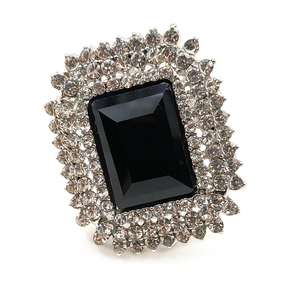 Jewelblings Gothic Antique Micro Pave Clear Crystal Faceted Cut Black Stone Rectangle Brooches and Pins Art Deco Jewelry for Women Accessory