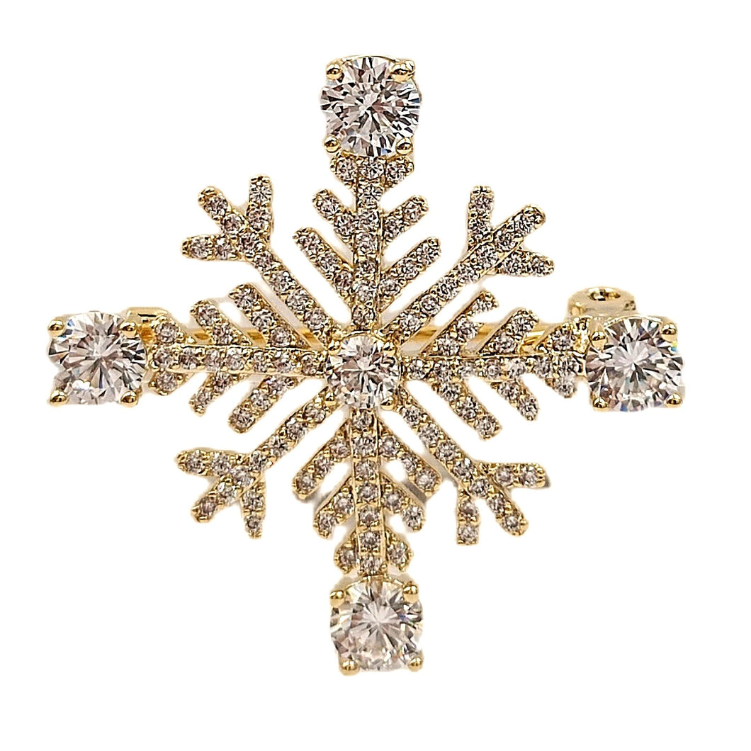 Gothic Burst Style Cubic Zircon Snowflake Brooches and Pins Glitter Christmas Jewelry for Winter Hoilday Gift Party Women Girl