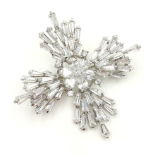 Load image into Gallery viewer, Jewelblings Old European Stylish Baguette Cut CZ Flower Domed Clear Cross Shaped Brooches Snowflake Pins Winter Holiday Jewelry for Women
