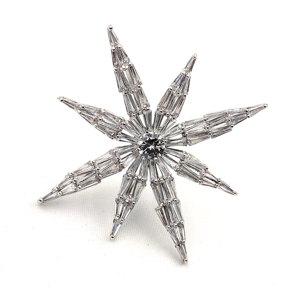 Jewelblings Victorian Antique Clear Round Stone Domed Baguette Cut CZ Six-Pointed Star Brooches Atomic Star Pins Hexagram Jewelry for Women