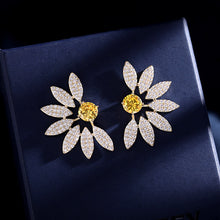 Load image into Gallery viewer, Jewelblings 1980s Style Marquise Shaped Petal Half Yellow Daisy Flower Stud Earrings Office Party Jewelry
