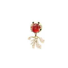 Load image into Gallery viewer, Jewelblings Chinese Vintage Style CZ&amp; Red Opal Goldfish Kitty Fox Safety Pin
