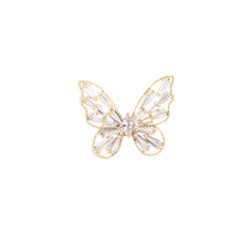 Load image into Gallery viewer, Jewelblings Stunning Opens Golden Beaded Framed Marquise Shaped Body and Baguette Cut CZ Winged Small Butterfly Pin Collar Lapel V Neck Jewelry
