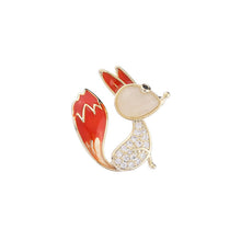 Load image into Gallery viewer, Jewelblings Adorable Long Enamel Tail Red Fox Collar Pin Cute Animal Jewelry
