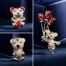 Load image into Gallery viewer, Jewelblings Traditional Chinese Spring Festival Year of The Tiger Safety Pin Set Lapel Collar Animal Pin Jewelry
