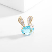 Load image into Gallery viewer, Jewelblings Sweet Golden Ear and Baby Blue Face Rabbit Pin with Mini Pearls Accent Kids Children Back to School Gift Jewelry
