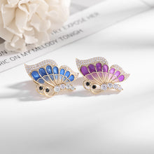 Load image into Gallery viewer, Jewelblings Designer Tinny CZ Hemmed Purple Enamel Profile Butterfly Lapel Pin Collar Pin
