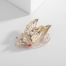 Load image into Gallery viewer, Jewelblings Gorgeous Gold Tone Blue Profile Butterfly Pin with Marquise Cut Stone Accent
