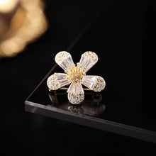 Load image into Gallery viewer, Jewelblings Pretty Baguette Cut Clear CZ Five Petal Flower Lapel Pin Collar Pin for Women Accessory
