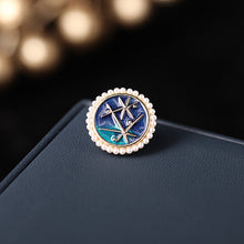 Load image into Gallery viewer, Jewelblings Fantastic Round Shaped Blue Enamel Starry Sky Collar Pin Lapel Pin for your Blouse Wristband Cuff
