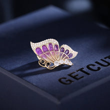 Load image into Gallery viewer, Jewelblings Designer Tinny CZ Hemmed Purple Enamel Profile Butterfly Lapel Pin Collar Pin
