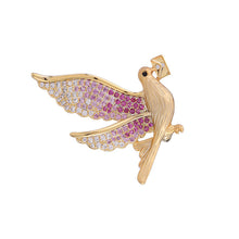 Load image into Gallery viewer, Jewelblings Adorable Golden Body Red Winged Pigeon with Mail Pins Collar Lapel Homing Pigeon Pin for Unisex Jewelry
