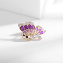 Load image into Gallery viewer, Jewelblings Designer Tinny CZ Hemmed Purple Enamel Profile Butterfly Lapel Pin Collar Pin
