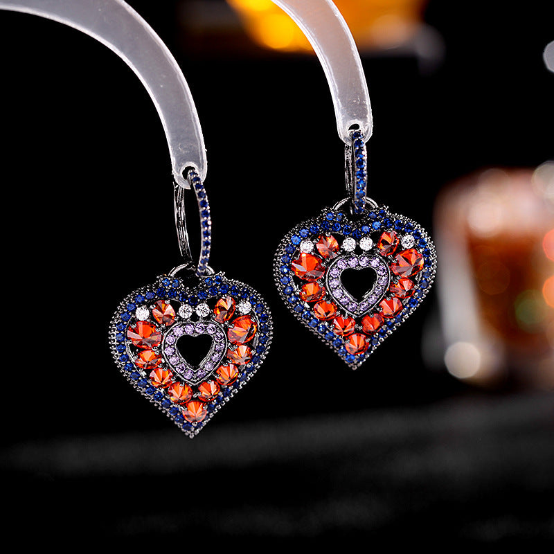 Jewelblings Stunning Opens Blue and Orange Heart Drop Earrings Valentine Day Gift Jewelry