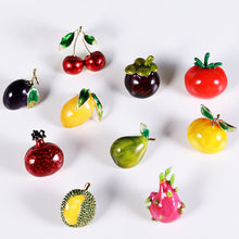 Load image into Gallery viewer, Jewelblings Lovely Peach Tomato Cherry Pear Black Plum Enamel Fruit Collar Lapel Pin Cute Small Accessory
