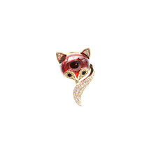 Load image into Gallery viewer, Jewelblings Chinese Vintage Style CZ&amp; Red Opal Goldfish Kitty Fox Safety Pin
