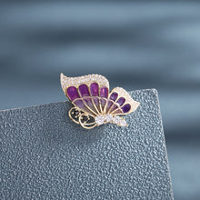 Load image into Gallery viewer, Jewelblings Designer Tinny CZ Hemmed Purple Enamel Profile Butterfly Lapel Pin Collar Pin
