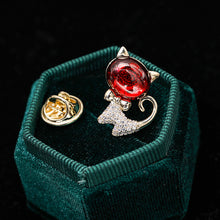 Load image into Gallery viewer, Jewelblings Chinese Vintage Style CZ&amp; Red Opal Goldfish Kitty Fox Safety Pin
