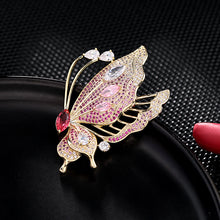 Load image into Gallery viewer, Jewelblings Gorgeous Gold Tone Blue Profile Butterfly Pin with Marquise Cut Stone Accent
