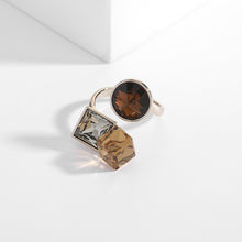 Load image into Gallery viewer, Jewelblings Modern Fashion Gold Tone Clear Coffee Champagne Brown Trio Stone Adjustable Ring Cocktail Jewelry
